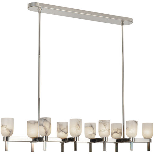 Alora Lighting LP338052PNAR Lucian 10 Light 51.5 inch Polished Nickel and Alabaster Linear Pendant Ceiling Light