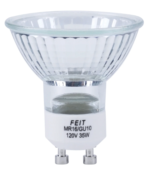 Feit Electric Q35MR16/GU10 35W Warm White (2700K) MR16 GU10 Base Reflector Halogen Bulb Color Temperature 2700K, Wattage 35W, Voltage 120V Pack 1