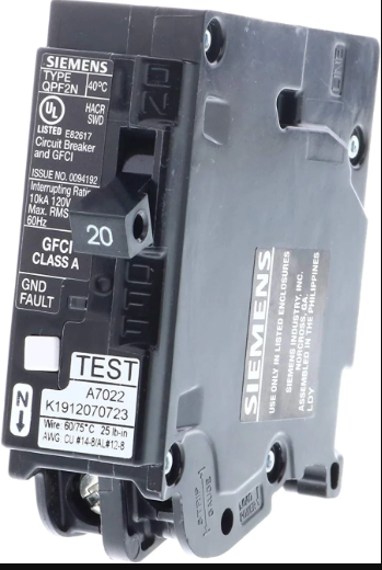Siemens QF120AN 20 Amp 1-Pole GFCI Plug-On Neutral Circuit Breaker