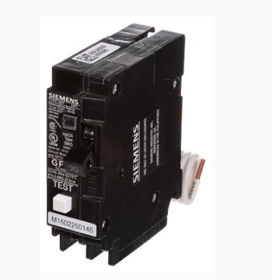 SIEMENS QF120A Self-Testing GFCI Circuit Breaker | 20 Amp, 1-Pole, 120 Volt, Plug-In | For Kitchens, Bathrooms, Spas