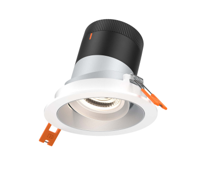 Dals Lighting RC03-CC-20-GMBAZ-TWH 3 Inch Modular Downlight, 5CCT, 20 degree Beam Angle, Gimbal Black Reflector Alzak Finish, White Trim