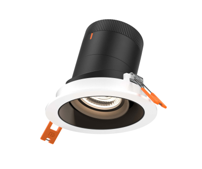 Dals Lighting RC03-CC-20-GMBBK-TWH 3 Inch Modular Downlight, 5CCT, 20 degree Beam Angle, Gimbal Black Reflector Black Finish, White Trim