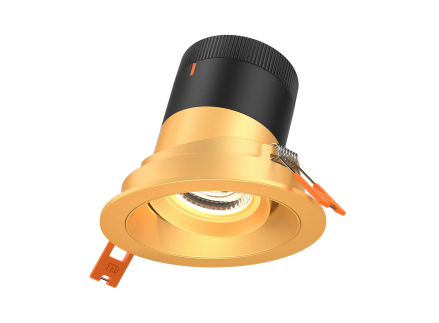 Dals Lighting RC03-CC-20-GMBGD-TGD 3 Inch Modular Downlight, 5CCT, 20 degree Beam Angle, Gimbal Black Reflector Gold Finish, Gold Trim