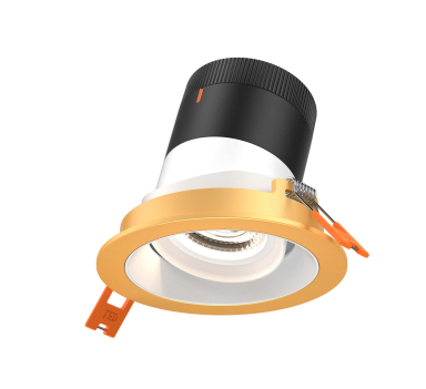 Dals Lighting RC03-CC-20-GMBWH-TGD 3 Inch Modular Downlight, 5CCT, 20 degree Beam Angle, Gimbal Black Reflector White Finish, Gold Trim