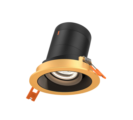 Dals Lighting RC03-CC-35-GMBBK-TGD 3 Inch Modular Downlight, 5CCT, 35 degree Beam Angle, Gimbal Black Reflector Black Finish, Gold Trim