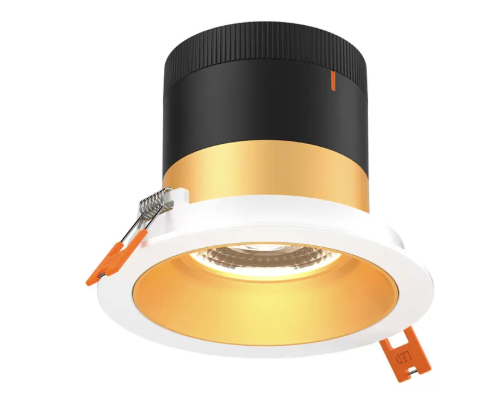 Dals Lighting RC03-CC-35-RGGD-TWH Versa 3" LED Recessed Downlight, Selectable Wattage 8W,10W,12W, Multi-Color Temperature, 1,000 Lumens, 35° Beam Angle, Voltage 120-347V, Gold Reflector with White Trim