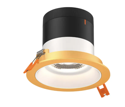 Dals Lighting RC03-CC-35-RGWH-TGD Versa 3" LED Recessed Downlight, Selectable Wattage 8W,10W,12W, Multi-Color Temperature, 1,000 Lumens, 35° Beam Angle, Voltage 120-347V, White Reflector with Gold Trim