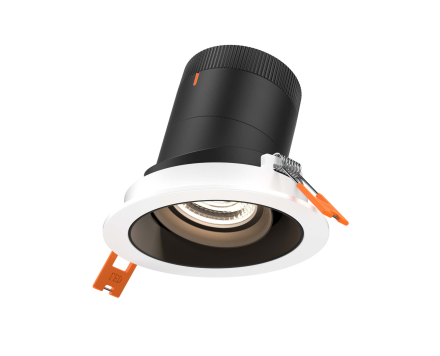 Dals Lighting RC03-CC-60-GMBBK-TWH 3 Inch Modular Downlight, 5CCT, 60 degree Beam Angle, Gimbal Black Reflector Black Finish, White Trim