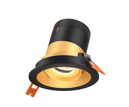 Dals Lighting RC03-CC-60-GMBGD-TBK 3 Inch Modular Downlight, 5CCT, 60 degree Beam Angle, Gimbal Black Reflector Gold Finish, Black Trim