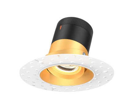 Dals Lighting RC03-CC-60-GMBGD-TL 3 Inch Modular Downlight, 5CCT, 60 degree Beam Angle, Gimbal Black Reflector Gold Finish, Trimless