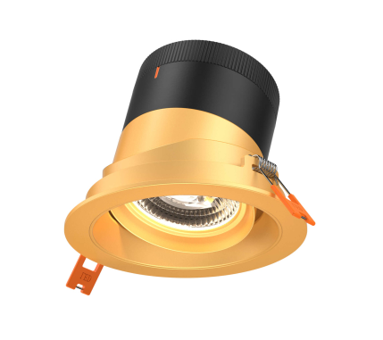 Dals Lighting RC04-CC-20-GMBGD-TGD 4 Inch Modular Downlight, 5CCT, 20 degree Beam Angle, Black Gimbal Reflector, Gold Finish, Gold Trim