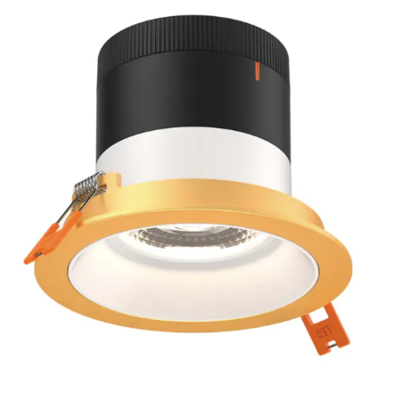 Dals Lighting RC04-CC-20-RGWH-TGD Versa 4" LED Recessed Downlight, Selectable Wattage 16W, 20W, 24W, Multi-Color Temperature, 2,200 Lumens, 20° Beam Angle, Voltage 120-347V, White Reflector / Gold Trim