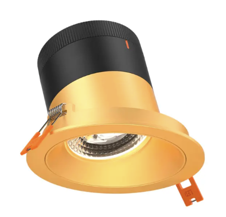 Dals Lighting RC04-CC-20-SLGD-TGD 4" LED Sloped Recessed Downlight, Selectable Wattage 16W, 20W, 24W, Multi-Color Temperature, 2,200 Lumens, 20° Beam Angle, Voltage 120-347V, Gold Reflector / Gold Trim