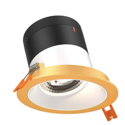 Dals Lighting RC04-CC-20-SLWH-TGD 4" LED Sloped Recessed Downlight, Selectable Wattage 16W, 20W, 24W, Multi-Color Temperature, 2,200 Lumens, 20° Beam Angle, Voltage 120-347V, White Reflector / Gold Trim