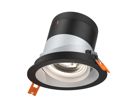 Dals Lighting RC04-CC-35-GMBAZ-TBK 4 Inch Modular Downlight, 5CCT, 35 degree Beam Angle, Black Gimbal Reflector, Alzak Finish, Black Trim