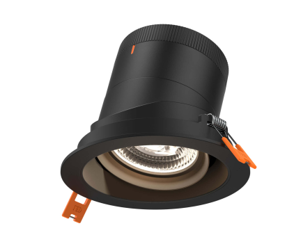 Dals Lighting RC04-CC-35-GMBBK-TBK 4 Inch Modular Downlight, 5CCT, 35 degree Beam Angle, Black Gimbal Reflector, Black Finish, Black Trim
