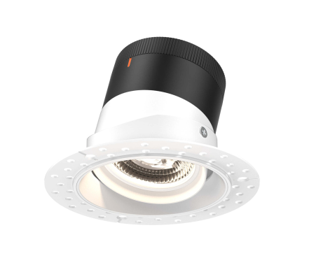 Dals Lighting RC04-CC-35-GMBWH-TL 4 Inch Modular Downlight, 5CCT, 35 degree Beam Angle, Black Gimbal Reflector, White Finish, Trimless
