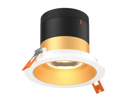 Dals Lighting RC04-CC-35-RGGD-TWH Versa 4" LED Modular Recessed Downlight, Selectable Wattage, Multi-Color Temperature, Lumens 2200 lm, 35° Beam Angle, Voltage 120-347V, Gold Reflector / White Trim