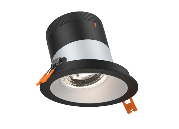 Dals Lighting RC04-CC-35-SLAZ-TBK Versa 4" LED Sloped Recessed Downlight, Selectable Wattage, Multi-Color Temperature, Lumens 2200 lm, 35° Beam Angle, Voltage 120-347V, Alzak Reflector / Black Trim