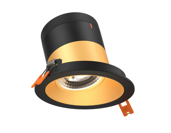 Dals Lighting RC04-CC-35-SLGD-TBK Versa 4" LED Sloped Recessed Downlight, Selectable Wattage, Multi-Color Temperature, Lumens 2200 lm, 35° Beam Angle, Voltage 120-347V, Gold Reflector / Black Trim