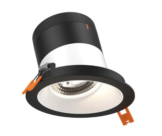 Dals Lighting RC04-CC-35-SLWH-TBK 4" LED Sloped Recessed Downlight, Selectable Wattage 16W, 20W, 24W, Multi-Color Temperature, 2,200 Lumens, 35° Beam Angle, Voltage 120-347V, White Reflector / Black Trim