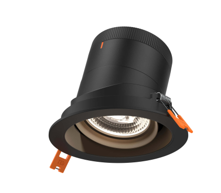 Dals Lighting RC04-CC-60-GMBBK-TBK 4 Inch Modular Downlight, 5CCT, 60 degree Beam Angle, Black Gimbal Reflector, Black Finish, Black Trim