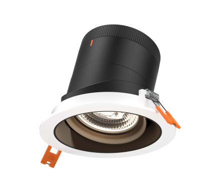 Dals Lighting RC04-CC-60-GMBBK-TWH 4 Inch Modular Downlight, 5CCT, 60 degree Beam Angle, Black Gimbal Reflector, Black Finish, White Trim