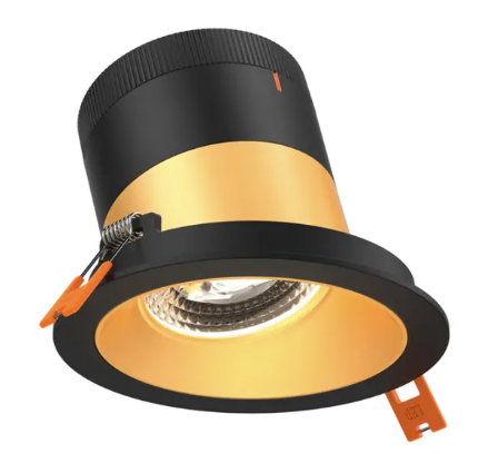 Dals Lighting RC04-CC-60-SLGD-TBK 4" LED Sloped Recessed Downlight, Selectable Wattage 16W, 20W, 24W, Multi-Color Temperature, 2,200 Lumens, 60° Beam Angle, Voltage 120-347V, Gold Reflector / Black Trim