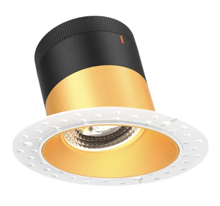 Dals Lighting RC04-CC-60-SLGD-TL 4" LED Sloped Recessed Downlight, Selectable Wattage 16W, 20W, 24W, Multi-Color Temperature, 2,200 Lumens, 60° Beam Angle, Voltage 120-347V, Gold Reflector / Trimless