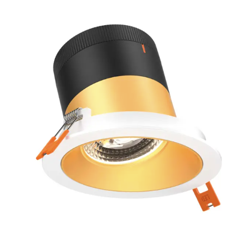 Dals Lighting RC04-CC-60-SLGD-TWH 4" LED Sloped Recessed Downlight, Selectable Wattage 16W, 20W, 24W, Multi-Color Temperature, 2,200 Lumens, 60° Beam Angle, Voltage 120-347V, Gold Reflector / White Trim
