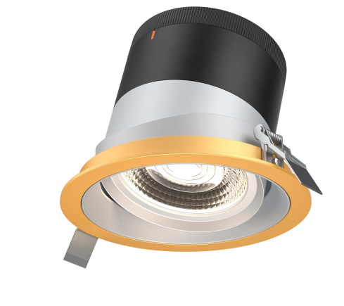 Dals Lighting RC06-CC-20-GMBAZ-TGD 6 Inch Modular Downlight, 5CCT, 20 degree Beam Angle, Gimbal Reflector, Alzak Finish, Gold Trim
