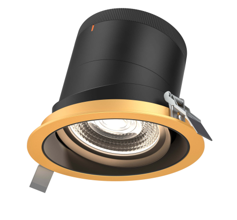 Dals Lighting RC06-CC-20-GMBBK-TGD 6 Inch Modular Downlight, 5CCT, 20 degree Beam Angle, Gimbal Reflector, Black Finish, Gold Trim