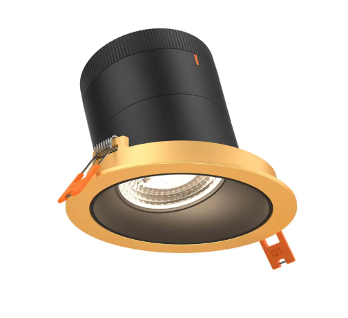 Dals Lighting RC06-CC-20-SLBK-TGD Versa 6" LED Sloped Recessed Downlight, Selectable Wattage, Multi-Color Temperature, Lumens 3,000 lm, 20° Beam Angle, Voltage 120-347V, Black Reflector / Gold Trim