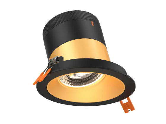 Dals Lighting RC06-CC-20-SLGD-TBK Versa 6" LED Sloped Recessed Downlight, Selectable Wattage, Multi-Color Temperature, Lumens 3,000 lm, 20° Beam Angle, Voltage 120-347V, Gold Reflector / Black Trim