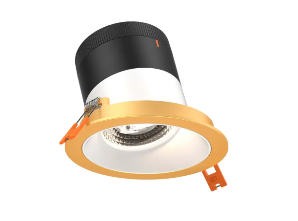 Dals Lighting RC06-CC-20-SLWH-TGD Versa 6" LED Sloped Recessed Downlight, Selectable Wattage, Multi-Color Temperature, Lumens 3000 lm, 20° Beam Angle, Voltage 120-347V, White Reflector / Gold Trim