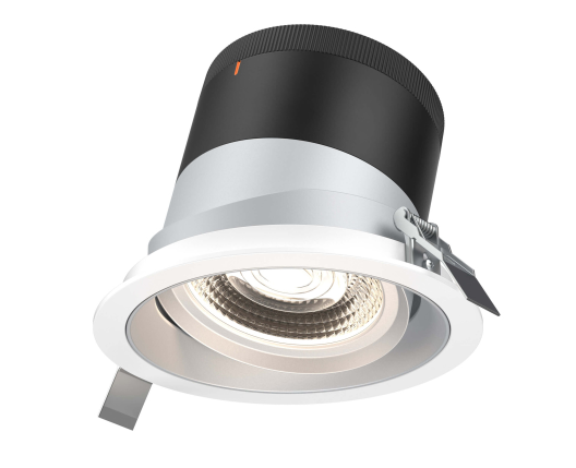 Dals Lighting RC06-CC-35-GMBAZ-TWH 6 Inch Modular Downlight, 5CCT, 35 degree Beam Angle, Gimbal Reflector, Alzak Finish, White Trim