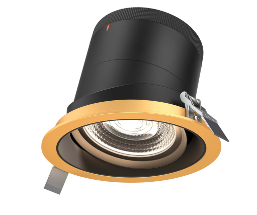Dals Lighting RC06-CC-35-GMBBK-TGD 6 Inch Modular Downlight, 5CCT, 35 degree Beam Angle, Gimbal Reflector, Black Finish, Gold Trim