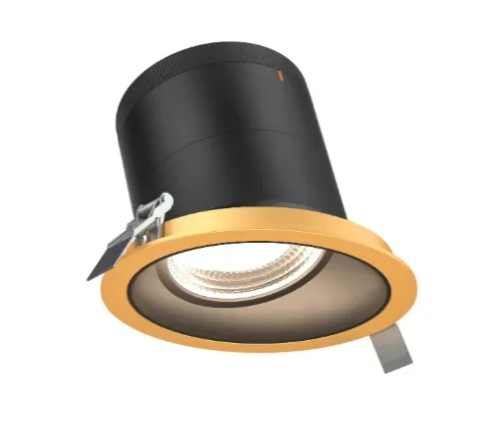 Dals Lighting RC06-CC-35-SLBK-TGD Versa 6" LED Sloped Recessed Downlight, Selectable Wattage, Multi-Color Temperature, Lumens 3,000 lm, 35° Beam Angle, Voltage 120-347V, Black Reflector / Gold Trim