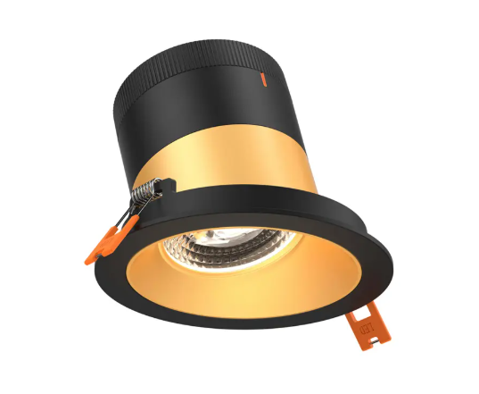 Dals Lighting RC06-CC-35-SLGD-TBK Versa 6" LED Sloped Recessed Downlight, Selectable Wattage, Multi-Color Temperature, Lumens 3,000 lm, 35° Beam Angle, Voltage 120-347V, Gold Reflector / Black Trim