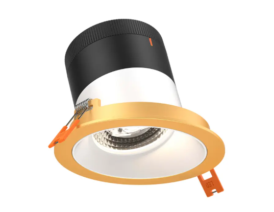 Dals Lighting RC06-CC-35-SLWH-TGD Versa 6" LED Sloped Recessed Downlight, Selectable Wattage, Multi-Color Temperature, Lumens 3,000 lm, 35° Beam Angle, Voltage 120-347V, White Reflector / Gold Trim