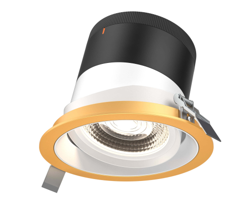 Dals Lighting RC06-CC-60-GMBWH-TGD 6 Inch Modular Downlight, 5CCT, 60 degree Beam Angle, Gimbal Reflector, White Finish, Gold Trim