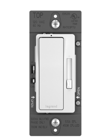 Wattstopper RHLV1103PW Radiant 120v, 1100va Magnetic Low-voltage Single Pole/3-way Dimmer, White