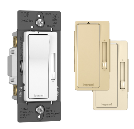 Wattstopper RHLV703PTC Radiant 120v, 700va Magnetic Low-voltage Single Pole/3-way Dimmer, Tri-Color