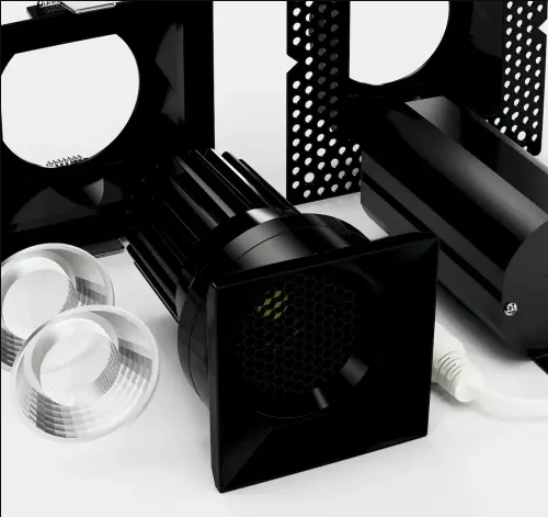 American Lighting RHYM-DL3Q-15-110-FLT-5CCT-BK 3-in Rhyme Downlight, Flat Square, Wattage 15W, Voltage 120V, Multi-Color Temperature, Black