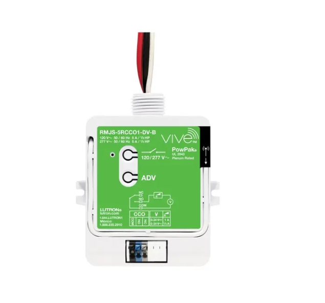 Lutron RMJS-5RCCO1-DV-B PowPak 5A Relay Module with Softswitch and Occupancy-Status CCO