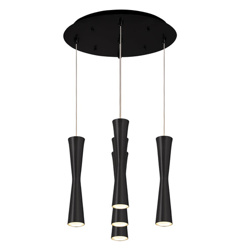 Kuzco Lighting MP42502BK-05 Robson 2-in 5 Head Multi Pendant Ceiling Light - CCT: 3000K - Finish: Black