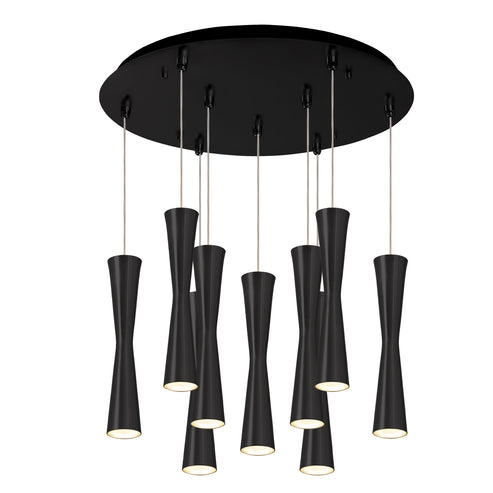 Kuzco Lighting MP42502BK-09 Robson 2-in 9 Head Multi Pendant Ceiling Light - CCT: 3000K - Finish: Black