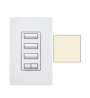 Lutron RRD-HN3BSRL-AL RadioRA 2 seeTouch Wall-Mount CL Hybrid Keypad - 3-Button w/ Raise-Lower - Almond Finish