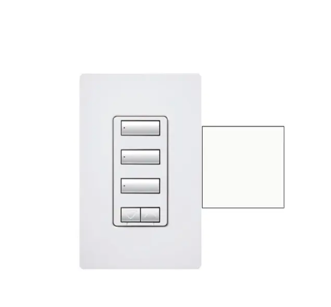 Lutron RRD-HN3BSRL-SW RadioRA 2 seeTouch Wall-Mount CL Hybrid Keypad - 3-Button w/ Raise-Lower - Snow White Finish