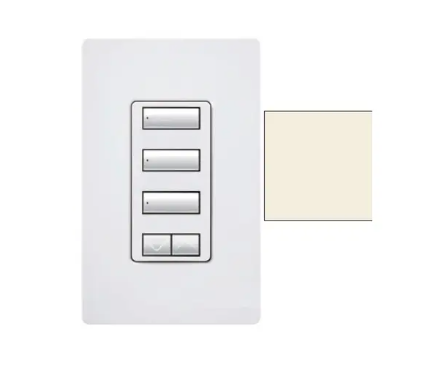 Lutron RRD-W3BSRL-LA RadioRA 2 seeTouch Wall-Mount Designer Keypad - 3 Button Spaced w/ Raise-Lower - Light Almond Finish
